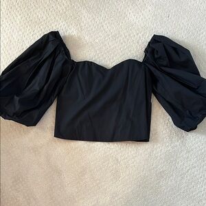 Banana Republic Black Puff Sleeve Corset Top Size 8